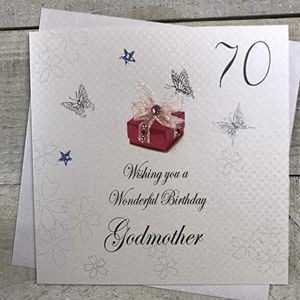 WHITE COTTON CARDS bdp70-Godm 70 Wishing You A Wonderful Birthday-kaart voor 70e verjaardag, handgemaakt, wit