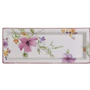 Villeroy & Boch - Mariefleur Gifts rechthoekige schalen, serveerschaal van premium porselein met bloemenpatroon, romantische landhuisstijl, wit/bont