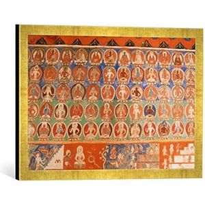 Fotolijst van 10e eeuw ""Alchi, Kloster, Duizend Boeddha"", kunstdruk in hoogwaardige handgemaakte fotolijst, 60x40 cm, Gold Raya