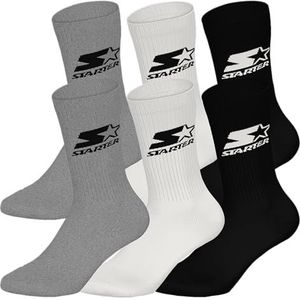 STARTER 6 pack Crew Socks - Grey/White/Black - 35/38