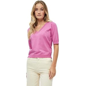 Minus Milla Halve Mouw V-hals Gebreid T-shirt | Roze T-shirts voor Dames UK | Lente T-shirt | Maat L