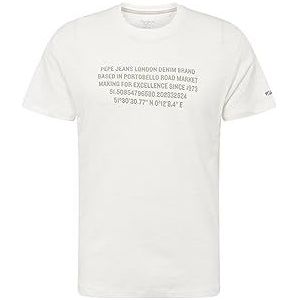 Pepe Jeans Heren Ricci T-Shirt, Off White, XXL, Wit, XXL