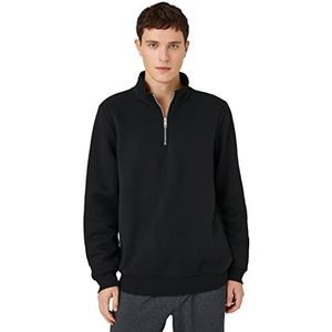 Koton Heren sweatshirt met rechte hals, zwart (999), XL