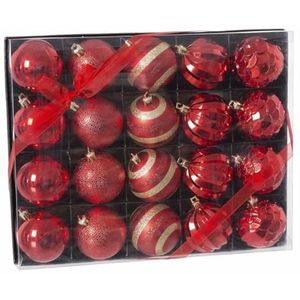 BigBuy Christmas Kerstballen rood kunststof 6 x 6 x 6 cm (20 stuks)