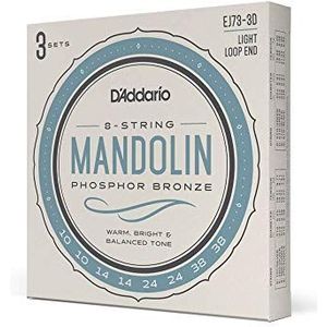 D'Addario Mandoline Snaren - Mandoline Snaren - Fosforbrons - Voor 8 String Mandoline - Warm, Helder, Evenwichtige Toon - EJ73-3D - Licht, 10-38