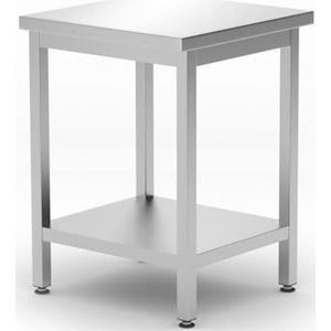 Centrale Werktafel met een Schap Budget Line – Geschroefd - Diepte: 600 Mm - HENDI - Budget Line - 600x600x(H)850mm - 817094 - Horeca & Professioneel