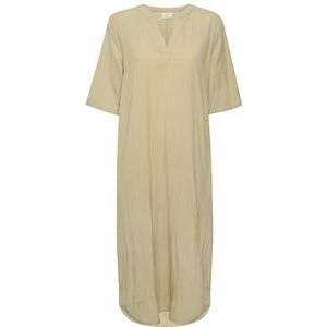 KAFFE Kaftanjurk voor dames, maxi-lengte, losse pasvorm, halve mouwen, V-hals, hals, Veer Grijs, 44