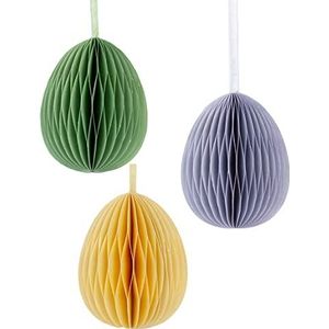 Talking Tables Honingraat Paaseieren Decoraties-Pack van 3 papieren kerstballen voor boom in groen, geel en paars, medium formaat