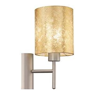 EGLO Wandlamp Viserbella, 1-lichts wandlamp, vintage, moderne wandlamp voor binnen van staal en textiel, voor woonkamer of hal, in champagne en goud,