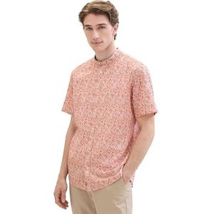 TOM TAILOR heren overhemd, 35380 - Oranje Wavy Leaf Design, XXL