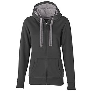 HRM Dames Jas met Capuchon, Donkergrijs, Maat 4XL I Premium Hoodie voor Vrouwen met Contrasterende Voering I Basic Hoodie met Rits I Dameshoodie met Rits I Hoge Kwaliteit & Duurzame Dameskleding