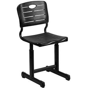 Flash Furniture Bureaustoel voor klaslokaal, in hoogte verstelbare kinderstoel van basisschool tot afstuderen, onderhoudsarme klaslokaalstoel, zwart