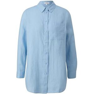 s.Oliver Lange hemdblouse van linnen, Blauw 5304, 36