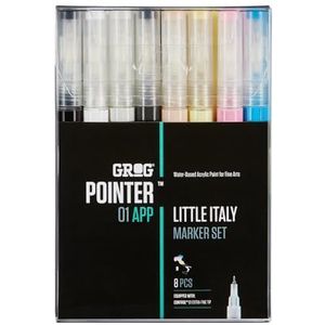 Grog Pointer 01 APP Little Italy Marker Set, Extra Fijne Punt 0,7 mm, verpakking van 8 stuks