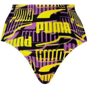 PUMA Swim Women Printed High Waist Brief 1P, Black Combo., S