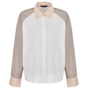 Armani Exchange Women's Sustainable, Color Block, Mini Side Logo Button Down Shirt, Multicolor, M, Sunrise, Journal, Off White, M
