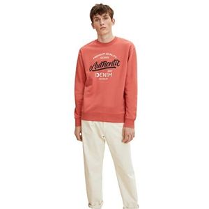 TOM TAILOR Denim Uomini Sweatshirt met print 1034719, 10418 - Smoky Red, M