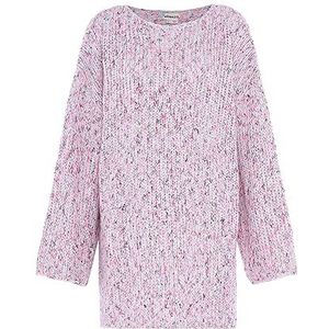 ebeeza Dames lange trui met kleurverloop van gebreid roze grijs meerkleurig maat M/L, roze, grijs, meerkleurig, M