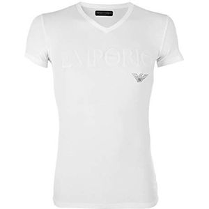 Emporio Armani Heren T-shirt Essential Megalogo pyjama top, wit, XL