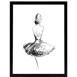 Homemania Afbeelding met lijst, ballerina-decoratie, muurkunst, voor woonkamer - meerkleurig van MDF, glas, papier, karton, 32 x 3,6 x 42 cm