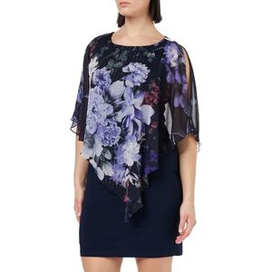 Gina Bacconi Dames bedrukte asymmetrische verfraaide jurk cocktail, marine Multi, 40