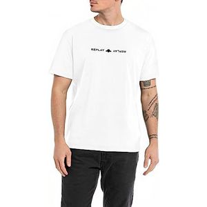 Replay T-shirt voor heren, regular fit, 801 CHALK, XL
