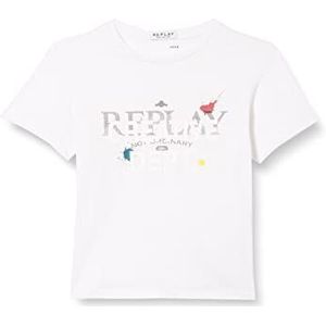 Replay Jongens SB7401 T-shirt, 001 wit, 6A, 001, wit, 6 Jaar