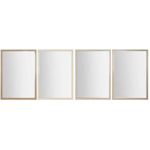 Home ESPRIT Wandspiegel, wit, bruin, beige, grijs, polystyreenglas, 66 x 2 x 92 cm (4 stuks)