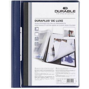 Durable 258907 Duraplus de Luxe snelhechtmap, donkerblauw, verpakking van 25 stuks.