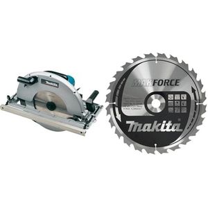 Makita 5143R handcirkelzaag 2200 W, zwart, blauw & Makita MakForce zaagblad, 355 x 30 mm, 24Z, B-32188