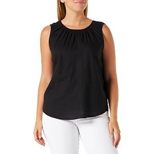 TOM TAILOR Dames Linnen blouse met plooien 1031263, 14482 - Deep Black, 40