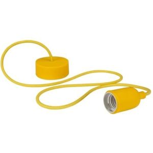 Vellight Siliconen hanglamp met textielkabel, 100 cm, verstelbaar, fitting E27, geel