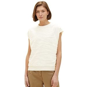 TOM TAILOR Dames Top 1035855, 31586 - Offwhite Towelling Waves, 3XL