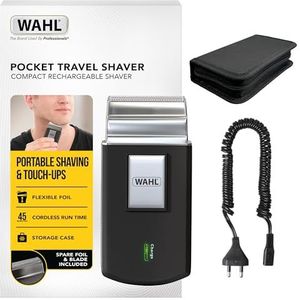 Wahl Reisscheerset, oplaadbare, flexibele folie, inclusief tandenborstel, nagelvijl, schaar, pincet, kam, geen deuken, perfect voor reizen, klein, reisetui