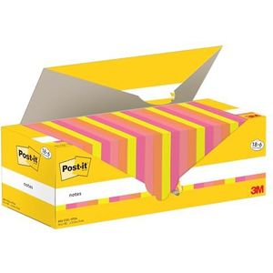 Post-it Notes, verschillende kleuren, 76 mm x 76 mm, promotiepak, 100 vellen/pad, 18 + 6 gratis pads/pakket, kartonnen verpakking
