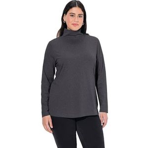 Ulla Popken Basic T-shirt voor dames, Antraciet melange., 62-64