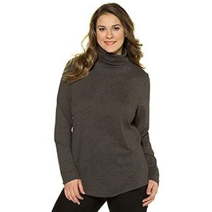Ulla Popken Basic T-shirt voor dames, Antraciet melange., 62-64