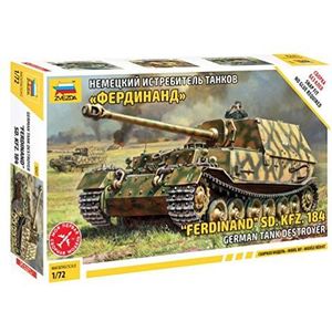 Zvezda 500785041 500785041-1:72 Sd.Kfz.184 Ferdinand Tiger plastic bouwpakket modelbouwpakket bouwpakket bouwpakket voor beginners-gedetailleerd, camouflage