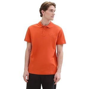 TOM TAILOR Basic Piqué poloshirt voor heren, 12883 - Marocco Orange, S