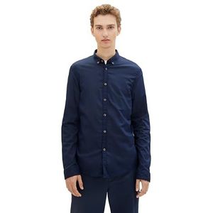 TOM TAILOR Denim Uomini Basic overhemd 1003625, 10334 - Black Iris Blue, M