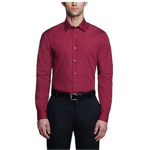 Van Heusen Poplin Fitted Solid Point Collar Dress Shirt Smokinghemd voor heren, magenta, 41 cm Hals 81 cm- 84 cm Ärmel