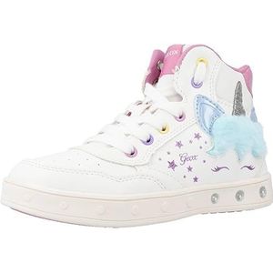Geox J Skylin Girl Sneakers voor meisjes, Wit Multicolor, 34 EU