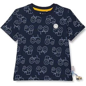 Sigikid T-shirt van biologisch katoen voor mini-jongens in de maten 98 tot 128, Donkerblauw/alloverprint, 122 cm