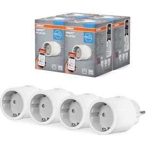 OSRAM SMART+ Smart Plug with Matter over WiFi, developed for Alexa - easy setup with one click, integrates conventional devices up to 2.300W into the smart home, 4-pack