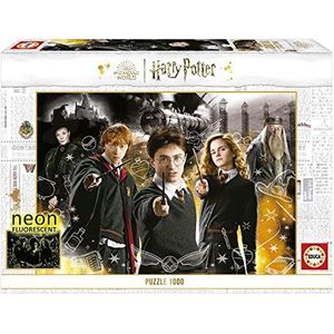 Educa - 1000 Harry Potter Neon Puzzel 1 | 1000 stukjes puzzel incl. Cola Fix puzzel voor het opplakken van een afgewerkte keer | vanaf 14 jaar (19488)