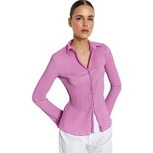 Trendyol Dames Aangepaste Basic Kraag Geweven Shirt, Paars, 38 NL, Paars, 38