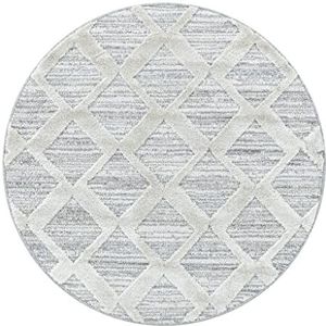 Muratap Pisa Modern Design Vloerkleed, laagpolig tapijt met zacht, hoogpolig, boho-stijl, kleurecht, geluidsisolerend en waterafstotend, grootte: Ø 80 cm - rond, kleur: grijs