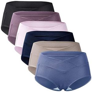 Mama Cotton Vrouwen Onder de Buil Zwangerschap Slipje Ademend Slipje Dames Zwangerschap Postpartum Ondergoed Multi Pack, Klassieke Cross Styles - Multicolor-B 6 Pack, S