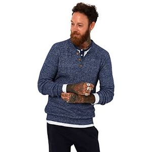 Joe Browns Mannen Contrast Patroon Gebreide Lange Mouw Henley Trui Trui, Blue, M