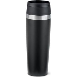 EMSA N2023550 Travel Mug Classic 0,5 liter, nieuwe comfort-schroefsluiting, roestvrij staal, 6 uur warm en 12 uur koud, 100% dicht, 360° drinkopening, roestvrij staal, zwart